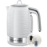 Inspire 1.7L Cordless Electric Kettle – Fast Boil 3KW, High Gloss White Finish, Perfect Pour Spout & Washable Filter
