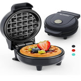 Mini Waffle Maker 4 Inch – Compact Breakfast Waffle Iron, Nonstick Snack, Chaffle & Hash Browns, 550W Grey