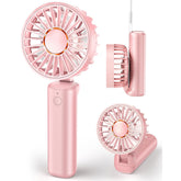 Portable Handheld Fan, Mini Desk Fan Foldable 1800mAh, 180° Ratotion, 3 Speeds, Ultra Quite, Up to 8H Long Use Time, Small Personal Cooling Fans Makeup Eyelash Fan for Women Girl, Rose Pink