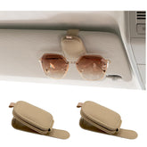 Magnetic Leather Sunglasses Holder for Car Visor – 2 Pack Beige
