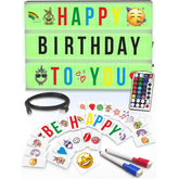 Cinema Light Box with Letters – Marquee Color Changing Light Box Sign with 386 Black & Color Letters & Emoji & 2 Markers- Premium Light Up Letter Board – 16 Dimmable Remote