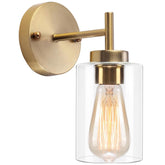 Antique Brass Glass Wall Light E27 Bathroom Sconce
