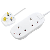 Two Socket Double Extension Lead 10m Cable, Unswitched, White