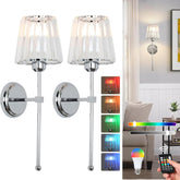 Battery Operated Crystal Wall Lights Set of 2 with Remote USB Rechargeable