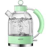 1.5L Glass Electric Kettle – Fast Boil Tea Heater & Hot Water Boiler, BPA-Free, Auto Shut-Off & Boil-Dry Protection – Green