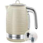 Inspire 1.7L Cordless Electric Kettle – Fast Boil 3KW, Cream Textured High Gloss Finish, Perfect Pour Spout & Washable Filter