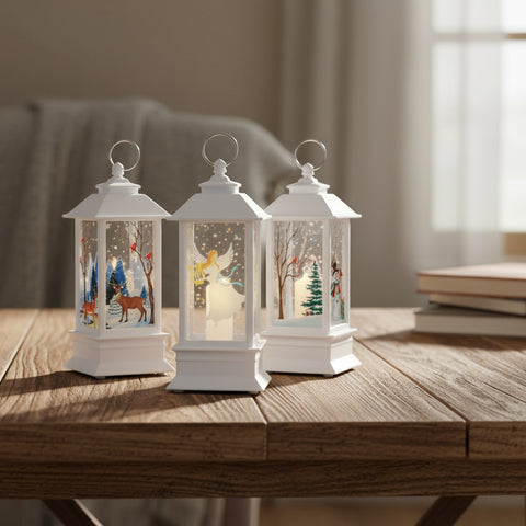 3PCS White Christmas Lanterns with LED Tea Light 3PCS White Christmas Lanterns with LED Tea Light