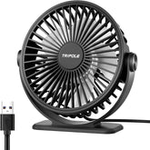 TriPole Desk Fan, Portable USB Fan 3 Speeds Adjustable Powerful Mini Fans, Ultra Quiet 360° Rotatable Table Cooling, Electric Small Fans for Bedroom, Office, Library Desktop, Travel