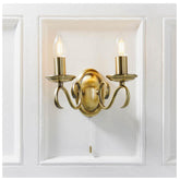 Decorative Twin Wall Light with Pull Switch Brass