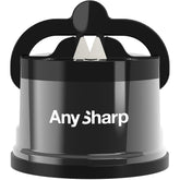 AnySharp Pro Metal Knife Sharpener – Hands-Free PowerGrip Suction | Sharpens All Knives | Hardened Steel & Serrated | Wolfram Finish