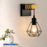 Vintage Wood Industrial Wall Light E27