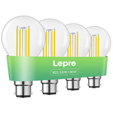B22 A-Rated LED Filament Bulb 3.8W 2700K Clear 4 Pack