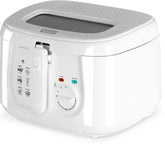 Electric 2.5L Deep Fat Fryer with Non-Stick Coating, Mesh Basket & Viewing Window – Easy Clean Countertop Fryer – White