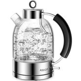 1.5L Glass Electric Kettle – Borosilicate Tea Heater & Hot Water Boiler, Auto Shut-Off & Boil-Dry Protection – Silver