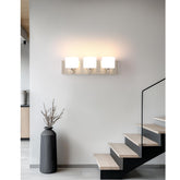 3-Light Nickel Wall Sconce with Frosted Glass Shades