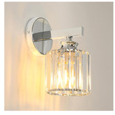 Modern Crystal Wall Light, E27 Silver Round LED Sconce for Bedroom & Hallway