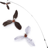 Interactive Cat Feather Wand Toy with Bell and Refills Gray+Black