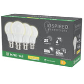 B22 LED Bulb Warm White 3000K 60W Equivalent 7.3W 4 Pack