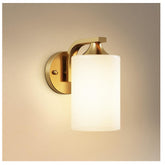 Gold Glass Cylinder Wall Light E27 Hardwired Sconce