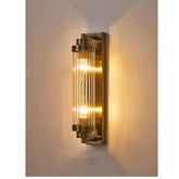 2-Light Antique Brass Wall Sconce with Glass Shades
