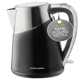 Electric Kettle 1.7L Fast Boil Quiet Kettle – Energy Efficient Cordless Jug with 360° Swivel Base & Reusable Filter – 3000W Black