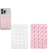 Leeneen 2PCS Silicone Suction Phone Case Mount – White & Light Pink
