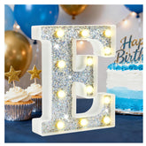 LED Marquee Letter Lights, Light Up Silver Letters for Bedroom Glitter Gifts for Teenage Girls Alphabet Letter Sign Battery Powered Night Light Birthday Party Wedding Home Decoration, Silver Letter E