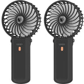 Portable Handheld Fan 2 Pieces, USB Rechargeable Mini Fan, 3 in 1 Folding Table Fan, 4 Speeds and 5.5-16 Hours of Work, for Travel, Office, Home and Outdoor-Black