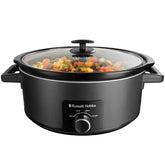 Russell Hobbs Slow Cooker 7L – 320W Large Capacity, 3 Heat Settings, Stainless Steel, Dishwasher Safe, Matte Black, Cool Touch Handles