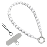 Pearl Phone Charm Beaded Strap with Keychain for Women