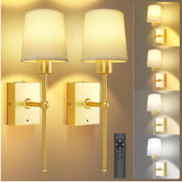 Rechargeable Wireless Wall Sconces Set of 2 Gold