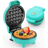 **Blazant Mini Waffle Maker – 4 Inch Nonstick Compact Waffle Iron, 550W, Portable Breakfast Chaffle & Snack Maker, Blue