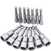 14 Pcs Magnetic Hexagon Socket, 6-19mm Hex Shank Magnetic Nut Setter Driver, Hex Drill Bits,1/4 Inch Magnetic Drill Bit Set, Used to Electric Screwdriver Handle Tools