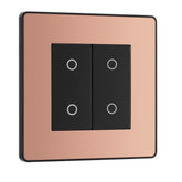 BG Electrical Double Slave/Secondary Touch Dimmer Wall Light Switch, 2-Way, Trailing Edge, Screwless Front Plate, Evolve, Polished Copper, 200W, PCDCPTDS2B