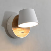 Bedside Wall Light with Switch,White Led Reading Light for Bedroom,360°Rotatable 5w Led Wood Wall Lamp In Industrial Design, Retro Hardwired Wall Sconce for Bedroom, Hallway, Living Room, 1 Pack