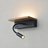 Wooden Wall Lamp for Bedroom,Nightstand Lamp with Type C Charging,3w Led Reading Light ,Modern 13w Wall Sconce with Switch for Indoor Hallway,Bed,Guest Room,Hotel,Flexible Gooseneck Light 3000k,1pcs