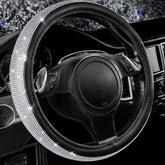 Car Pass Bling Diamond Leather Steering Wheel Cover – Silver