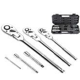 Flex Head Ratchet Wrench Set 6PCS with Extension Bars