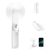 Mini Handheld Fan,USB Rechargeable 3 IN 1 Personal Cooler Fans with Power Bank,LED Flashlight,Small Foldable Pocket Fan-Travel & Emergency Essentials for Outdoor Portable Cooling Fan (White)