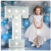 3FT Light Up Letters Birthday Decoration Large Letters T for Party Decorations Marquee Letters for Wedding Graduation Decorations Mosaic Arch Stand Pre-cut DIY Foamboard
