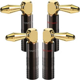 FosPower Right Angle Banana Plugs (2 Pairs / 4 pcs), Closed Screw 24K Gold Plated Banana Speaker Plug Connectors for Speaker Wire, Wall Plate, Home Theater, Audio/Video Receiver, and Sound Systems