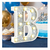 LED Silver Letter B Light – Glitter Alphabet Night Light