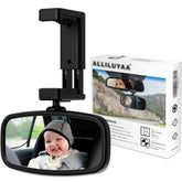 360° Rotatable Baby Car Rear View Mirror – Shatterproof Glass – Black