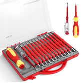 Insulated Screwdriver Set, 26-Piece 1000V Insulated Electrician Tool Set with Voltage Tester, Magnetic Tips Electrical Screwdriver Set with Case, Interchangeable Blades