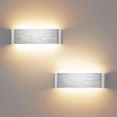 Indoor Led Wall Lights - 2 Pack 3000K/4500K/6000K Adjustable Color Temperature Wall Lights for Bedroom Living Room Kitchen Dining Room (Silvery-12 Inch, 2 Pack)
