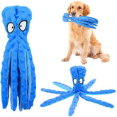 Octopus Plush Squeaky Dog Toy Blue