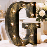 Golden Black LED Marquee Letter G – Vintage Industrial Decorative Light