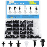 JatilEr 100 Pcs Universal Car Body Trim Clips – Black Nylon Rivet Fasteners