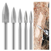 Dremel Rotary Tool Wood Carving Bits Set 5PCS HSS Engraving Grinding Drilling Bits with 1/8” Shank for DIY Woodworking