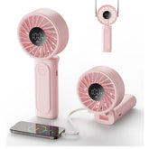 Peiyuu Handheld Fan, Portable Fan with 4000mAh Rechargeable Battery, LED Display Hand Fan with 6 Speeds, Mini Fan 180° Foldable for Home Office Travel Outdoor Bedroom